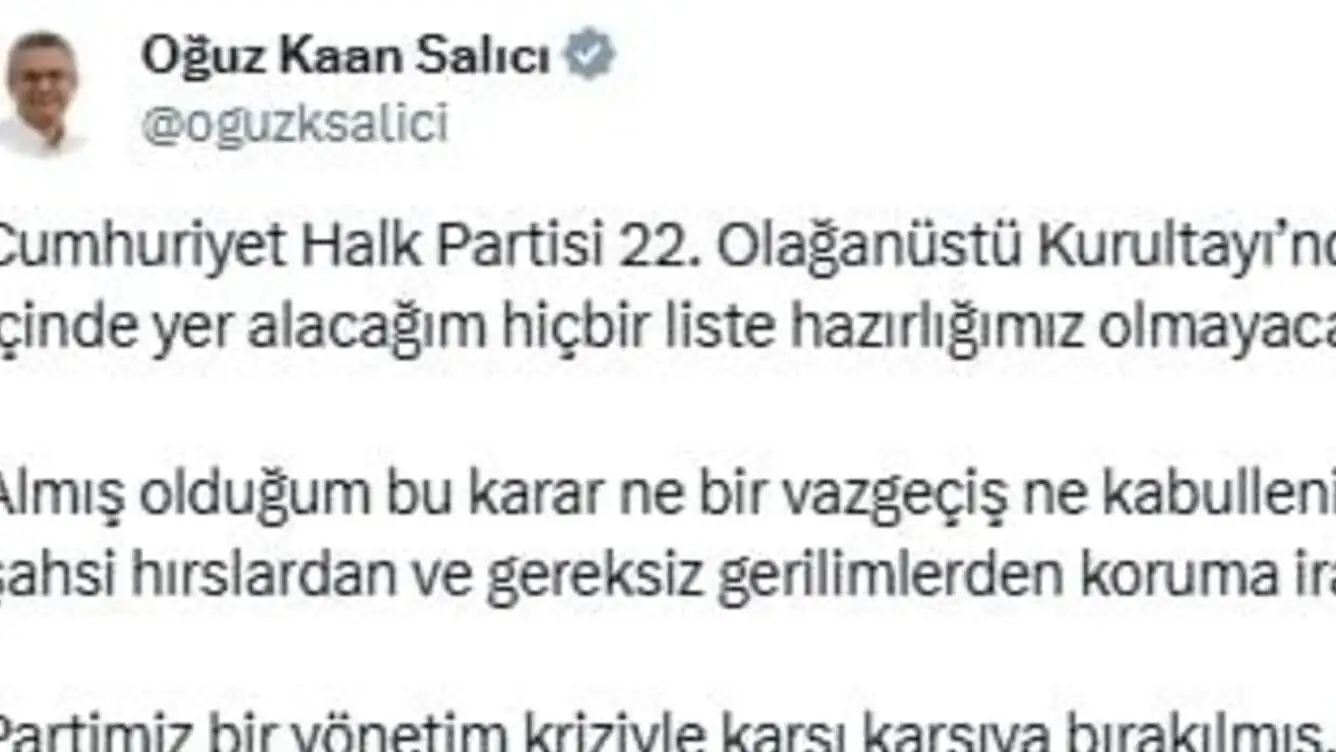 Oğuz Kaan Salıcı's social media post