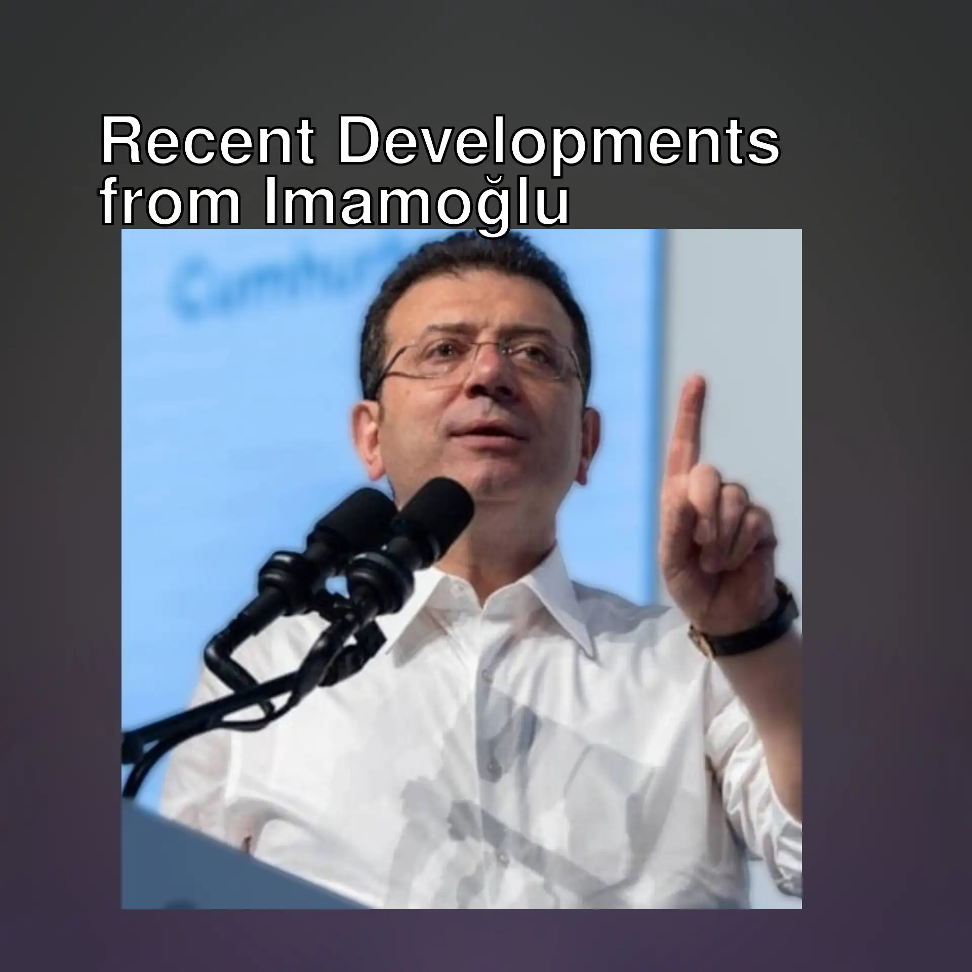 Imamoğlu speaking at a podium.