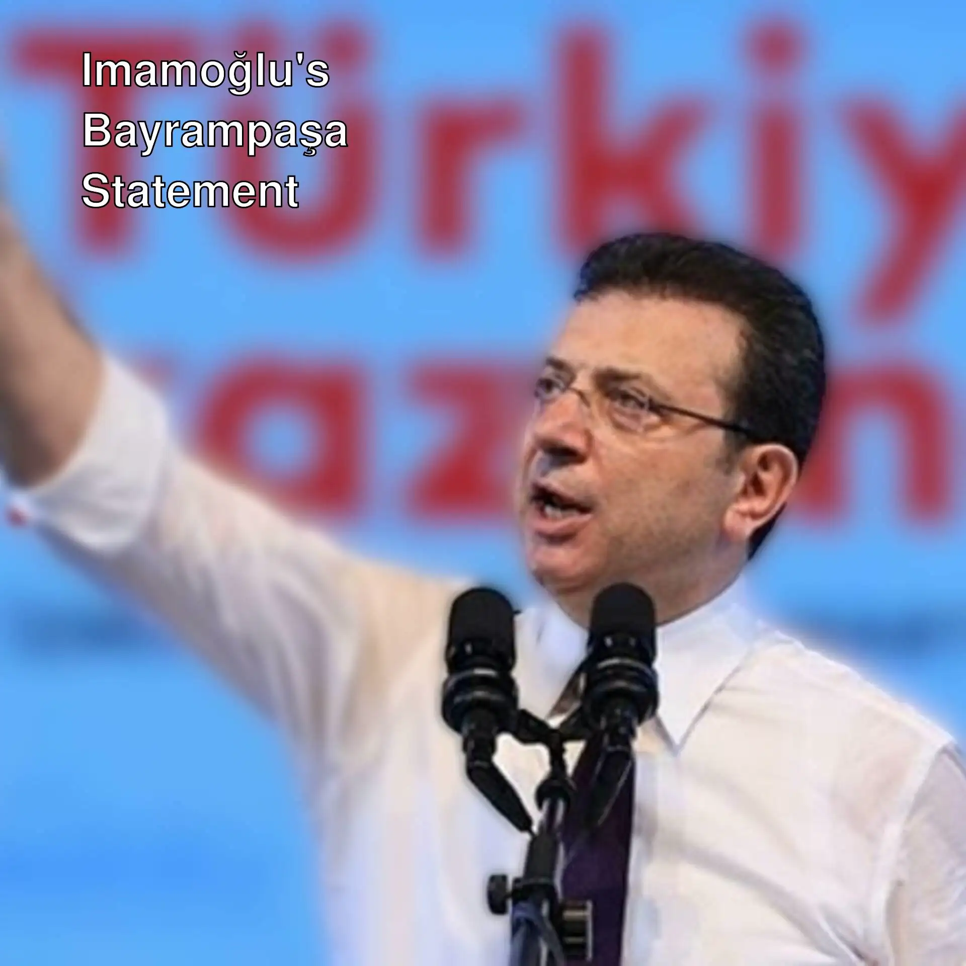 Imamoğlu speaking at a press conference.