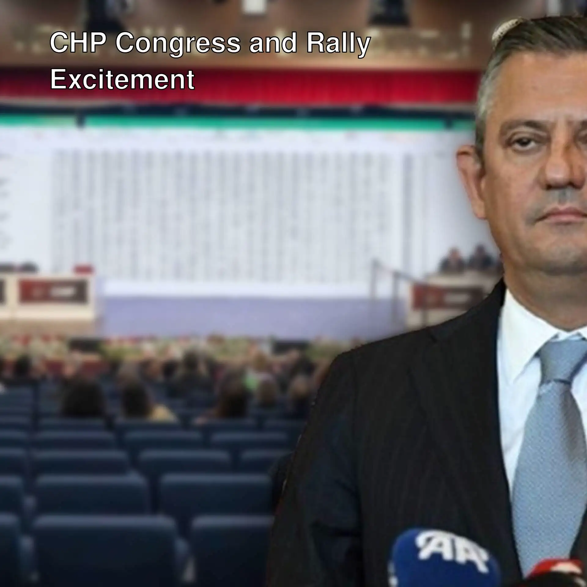A man at the CHP Extraordinary Congress stage. A man at the CHP Extraordinary Congress stage.