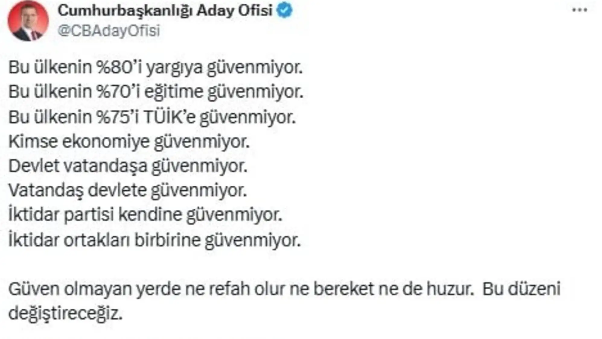 Imamoğlu shares important messages on social media.