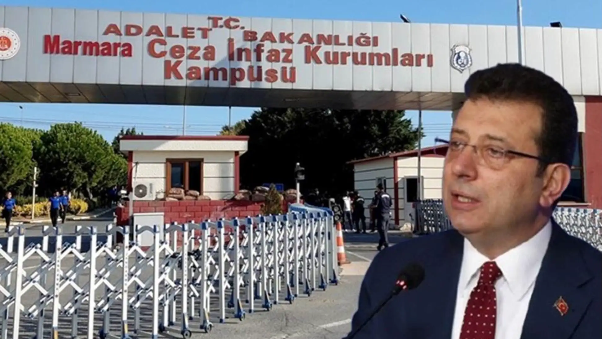 Ekrem İmamoğlu speaking at a press conference.