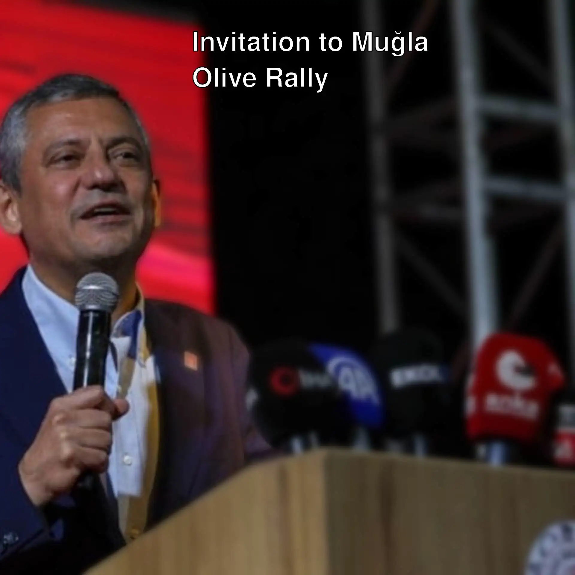 Özgür Özel speaking at the Olive Rally in Muğla.