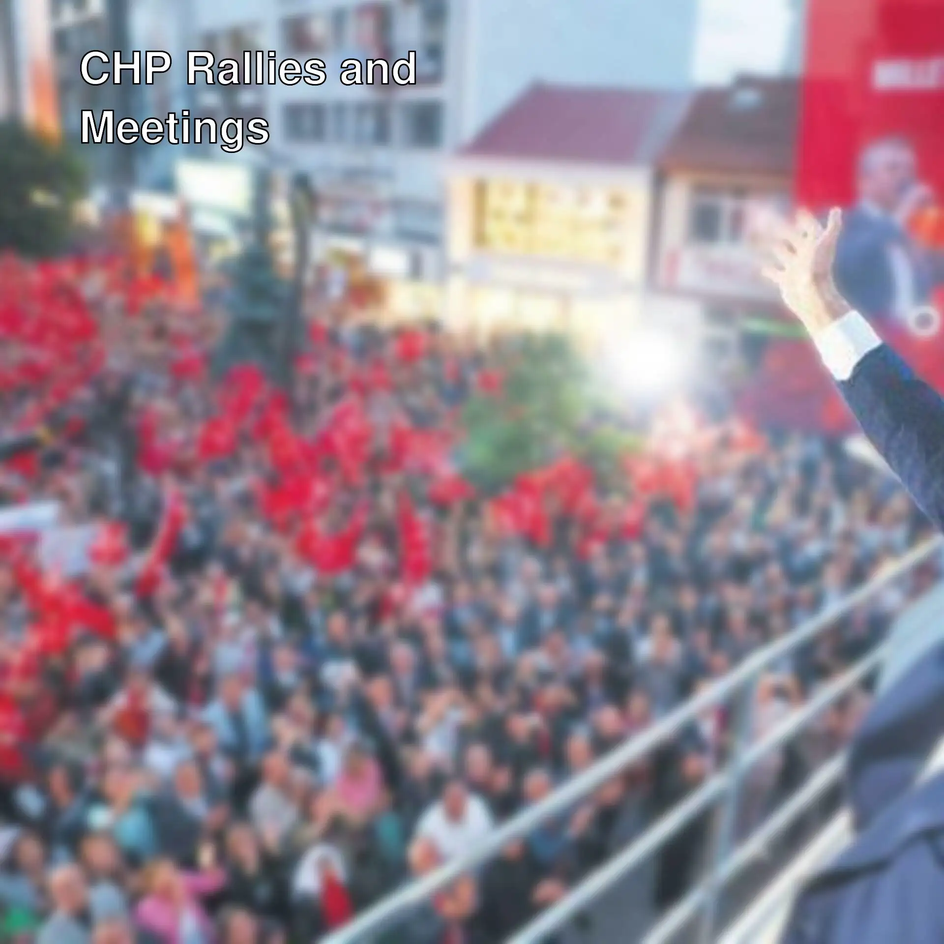 CHP leader Özgür Özel addressing a large crowd.
