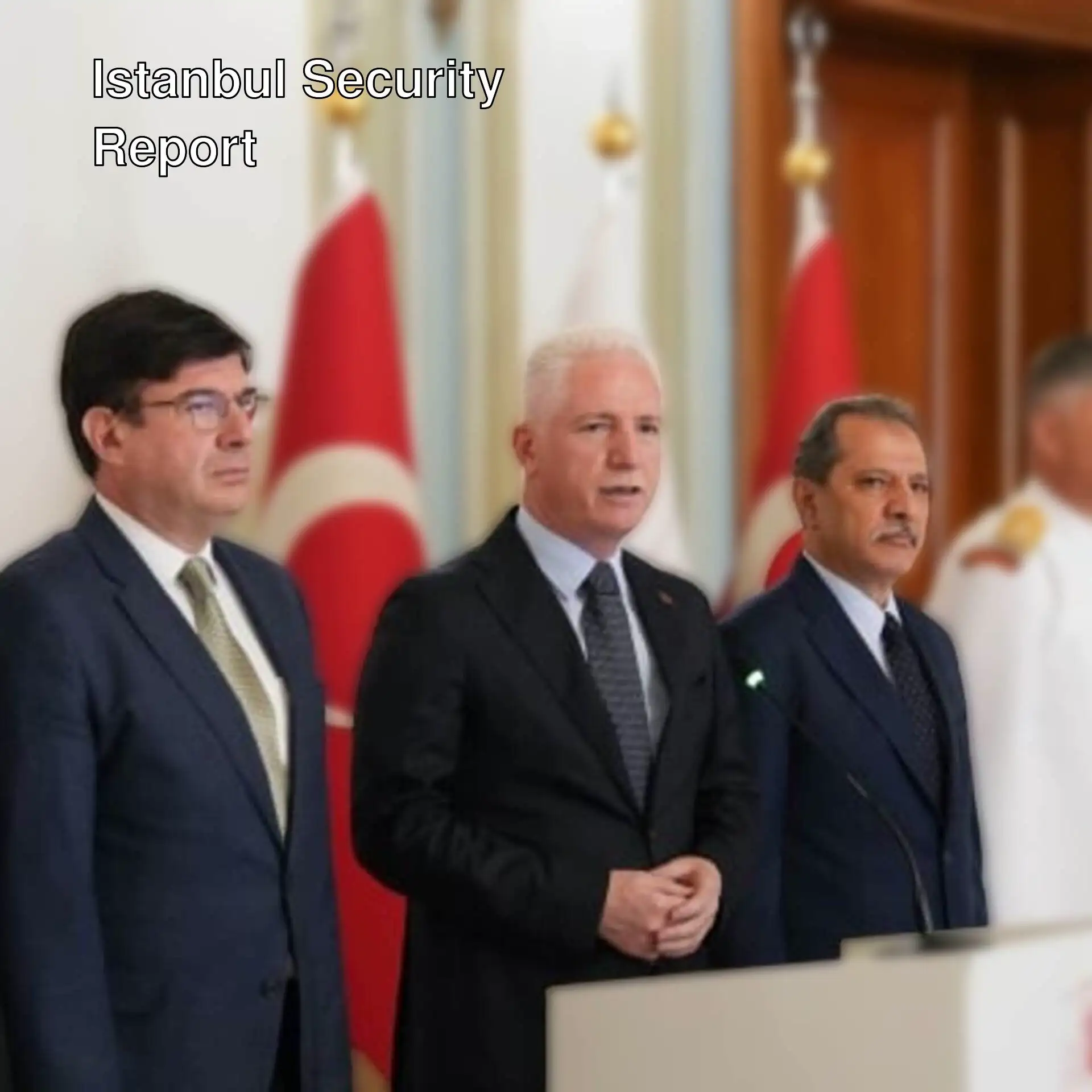 Governor Davut Gül at a press conference.