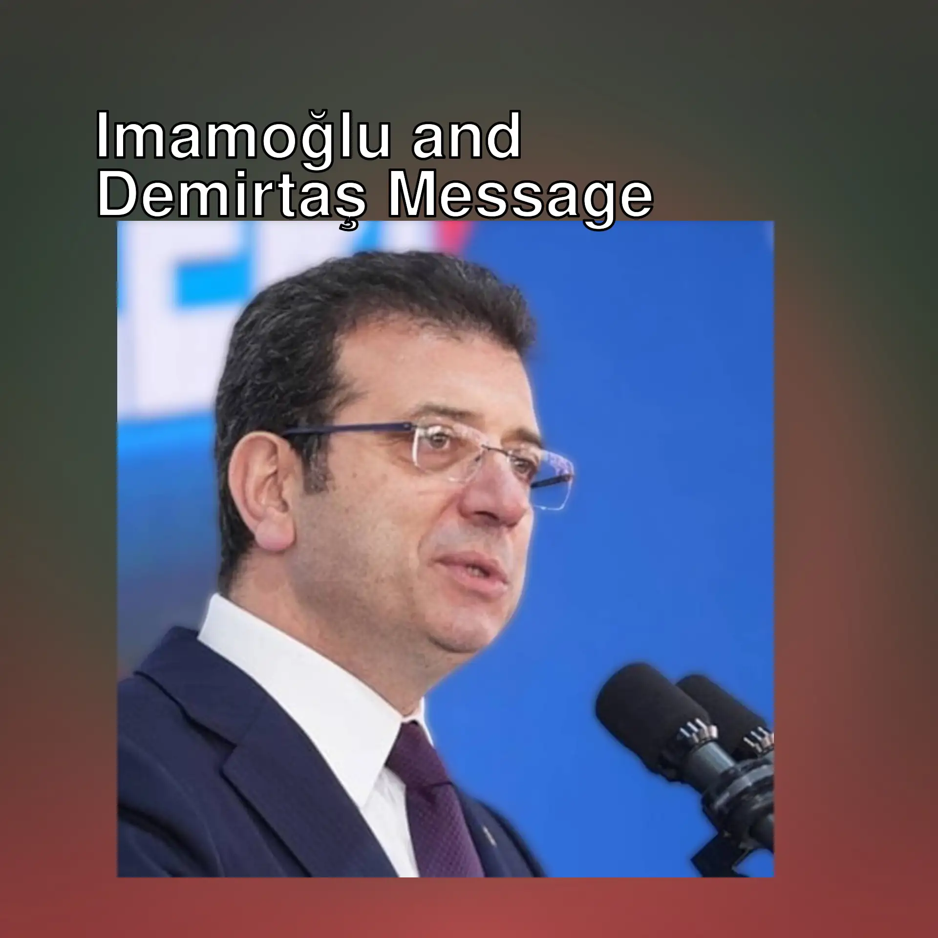Imamoğlu speaking into a microphone. Imamoğlu speaking into a microphone.