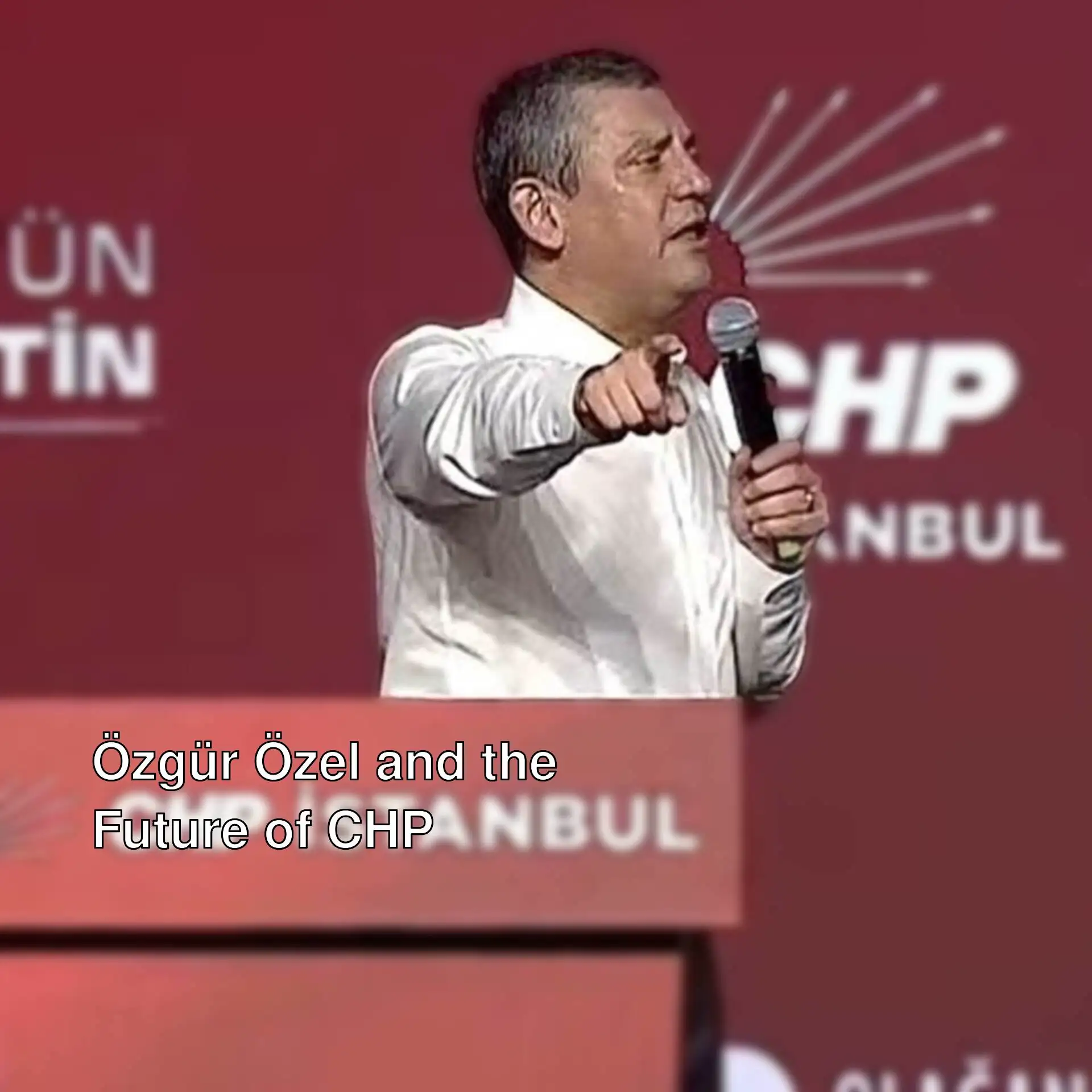 Özgür Özel speaking at the podium. Özgür Özel speaking at the podium.