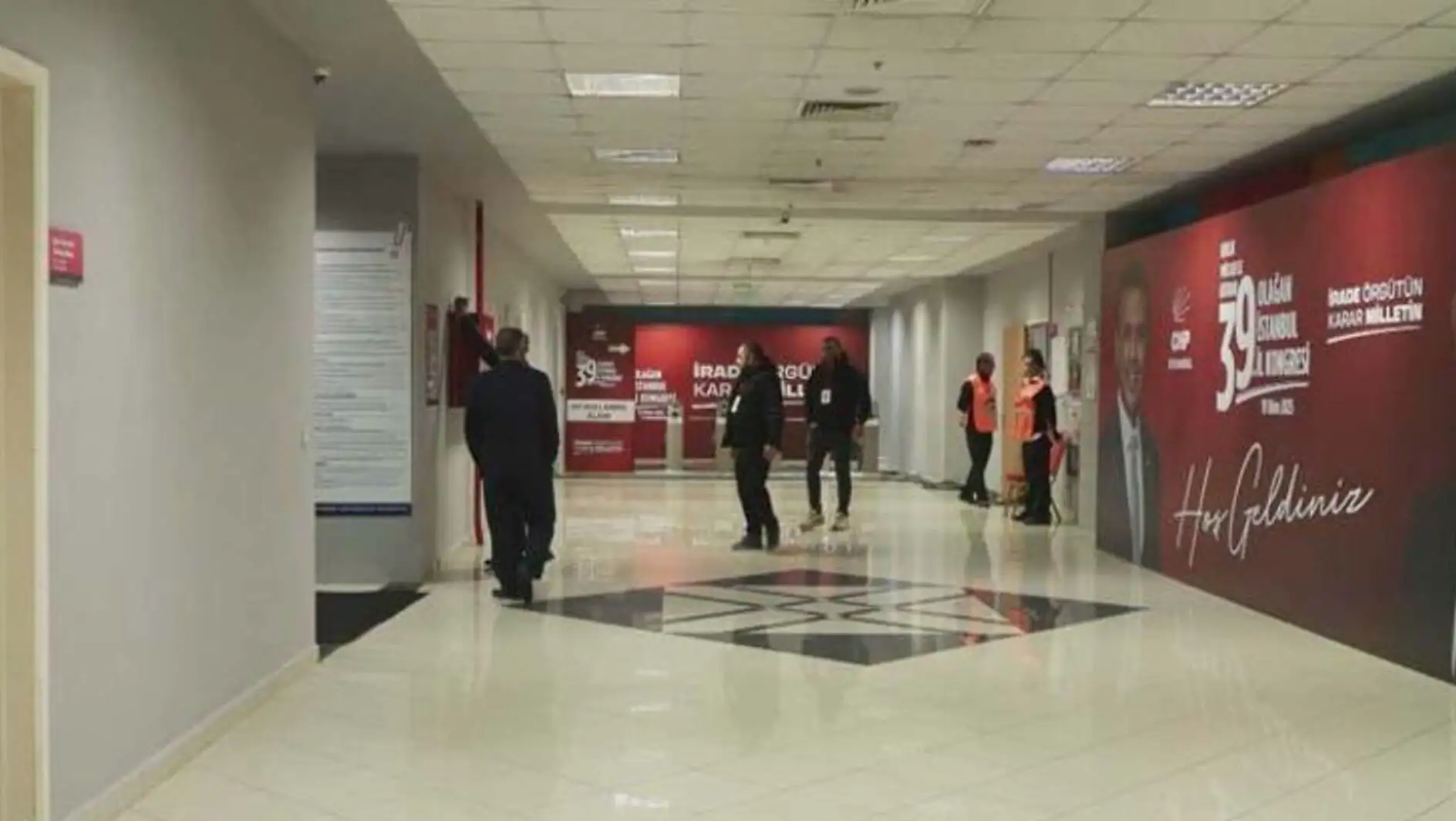 Party members gather during the congress preparations. Party members gather during the congress preparations.