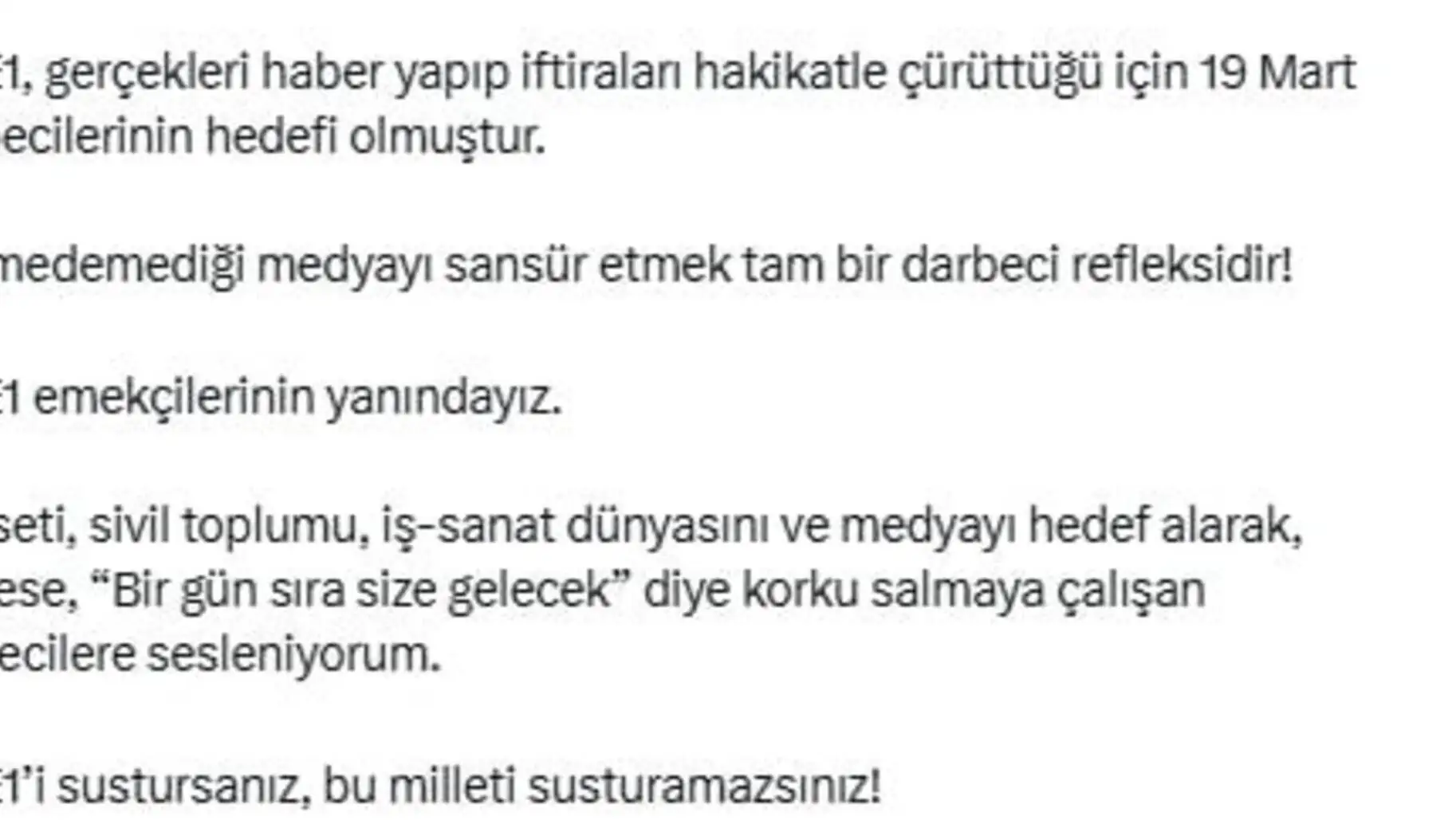 Özgür Özel'in sosyal medya paylaşımının ekran görüntüsü. Özgür Özel'in sosyal medya paylaşımının ekran görüntüsü.